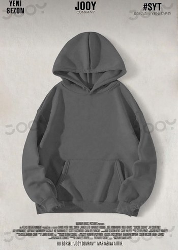 Gri Kapüşonlu Basic Sweatshirt