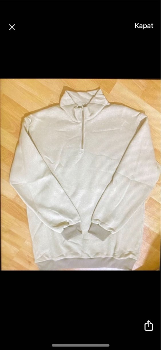 Bej Yarım Fermuarlı Kadın Sweatshirt - Görsel 2