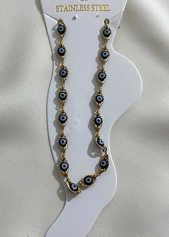 Renkli İşlemeli Zincir Detaylı Halhal - Görsel 5