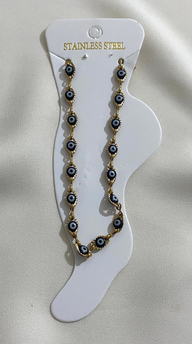 Renkli İşlemeli Zincir Detaylı Halhal - Görsel 5