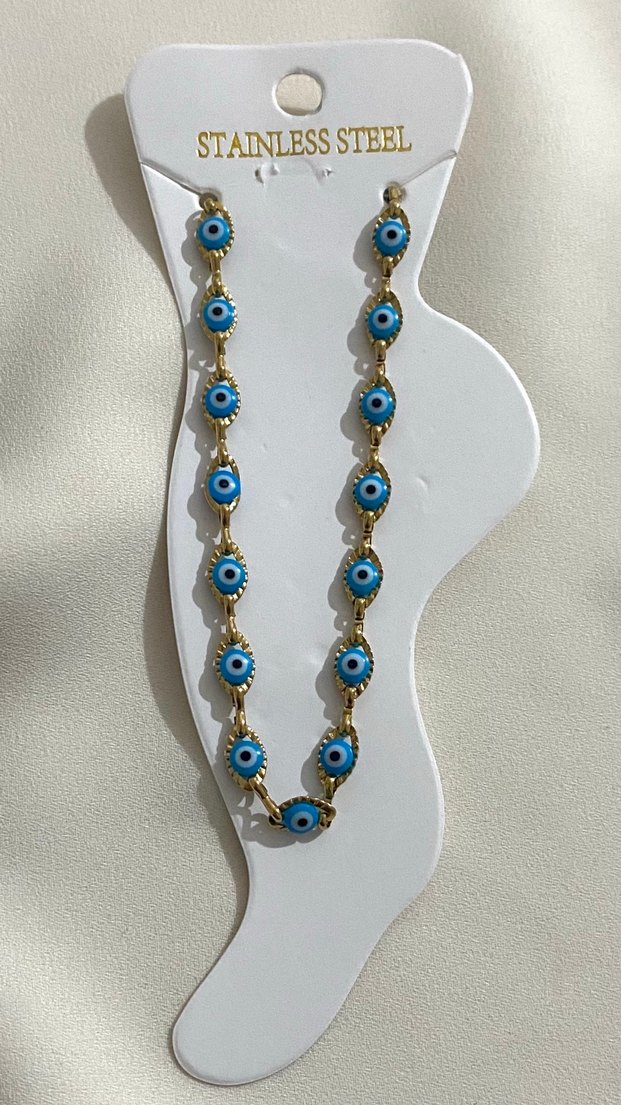 Renkli İşlemeli Zincir Detaylı Halhal - Görsel 4