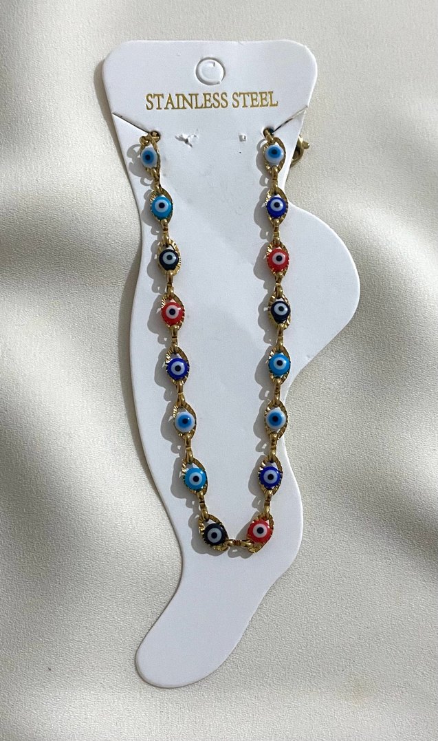 Renkli İşlemeli Zincir Detaylı Halhal - Görsel 2