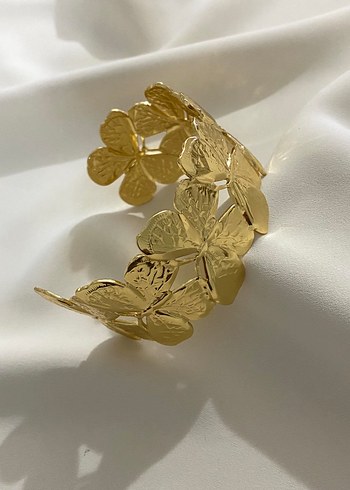 Parlak Altın Çiçek Desenli Bohem Bilezik - Görsel 3