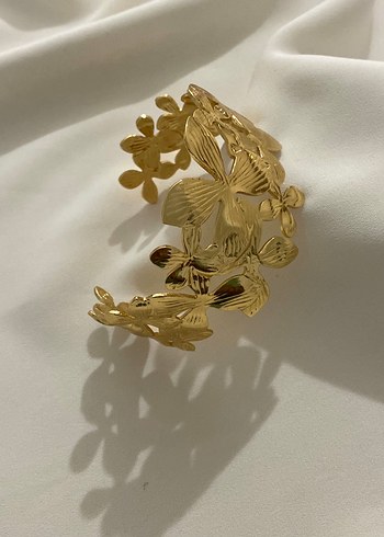 Parlak Altın Çiçek Desenli Bohem Bilezik - Görsel 4