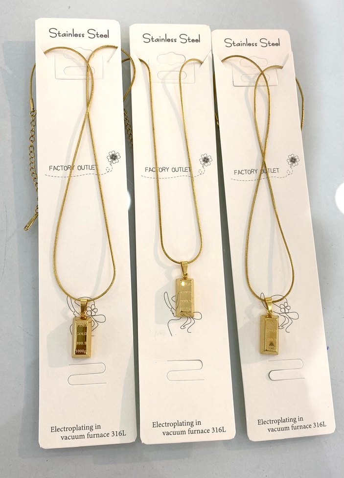 Altın Renk Zincir Detaylı külçe altın - Görsel 2