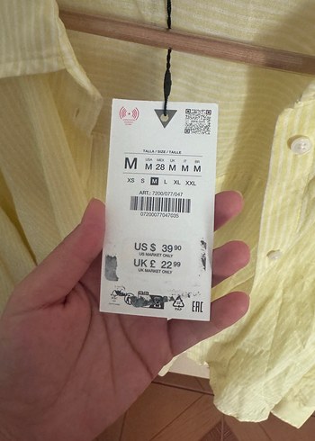 Zara Sarı Keten Düğmeli Salaş Gömlek