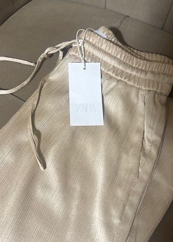 xs Beden Buruşuk görünümlü kumaş rahat pantolon