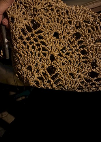 Zara Bej Örgü Dantel Detaylı Bohem Kadın Çanta