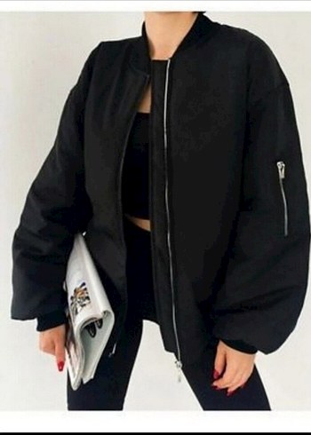 Siyah bomber ceket bomber mont