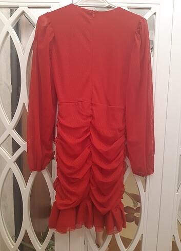 38 Beden kırmızı Renk Trendyolmilla Kırmızı Tül Elbise