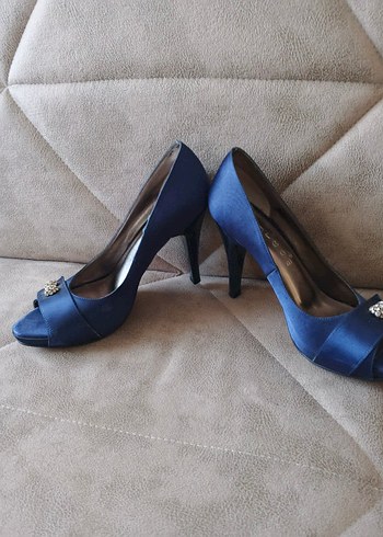 Mavi Tokalı Yüksek Topuklu Kadın Abiye Ayakkabı - Görsel 10