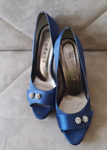 Mavi Tokalı Yüksek Topuklu Kadın Abiye Ayakkabı - Görsel 6