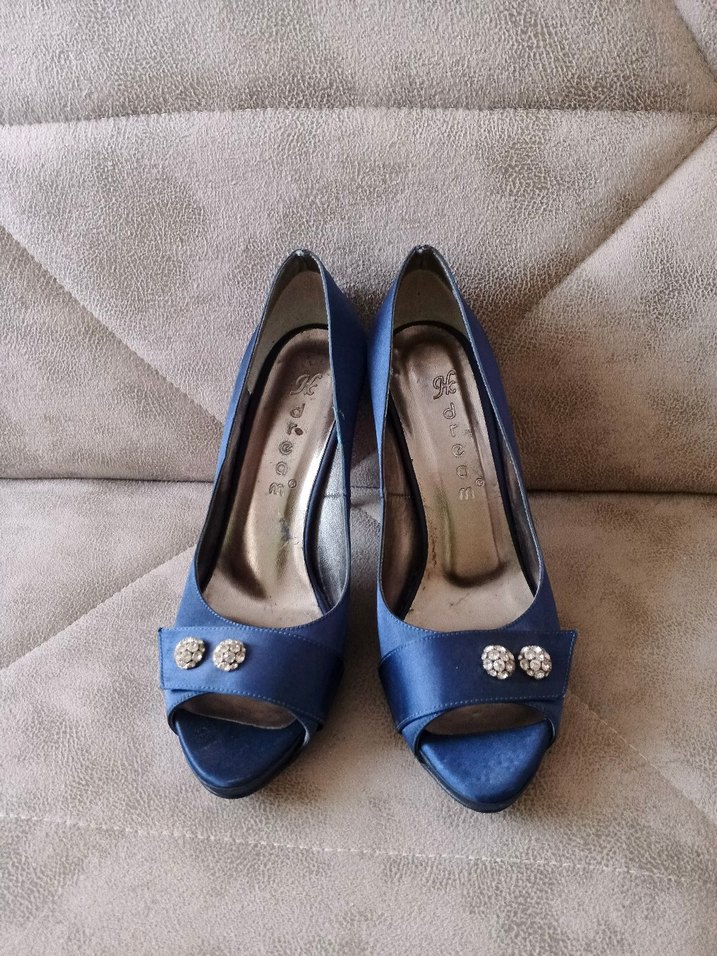 Mavi Tokalı Yüksek Topuklu Kadın Abiye Ayakkabı - Görsel 2