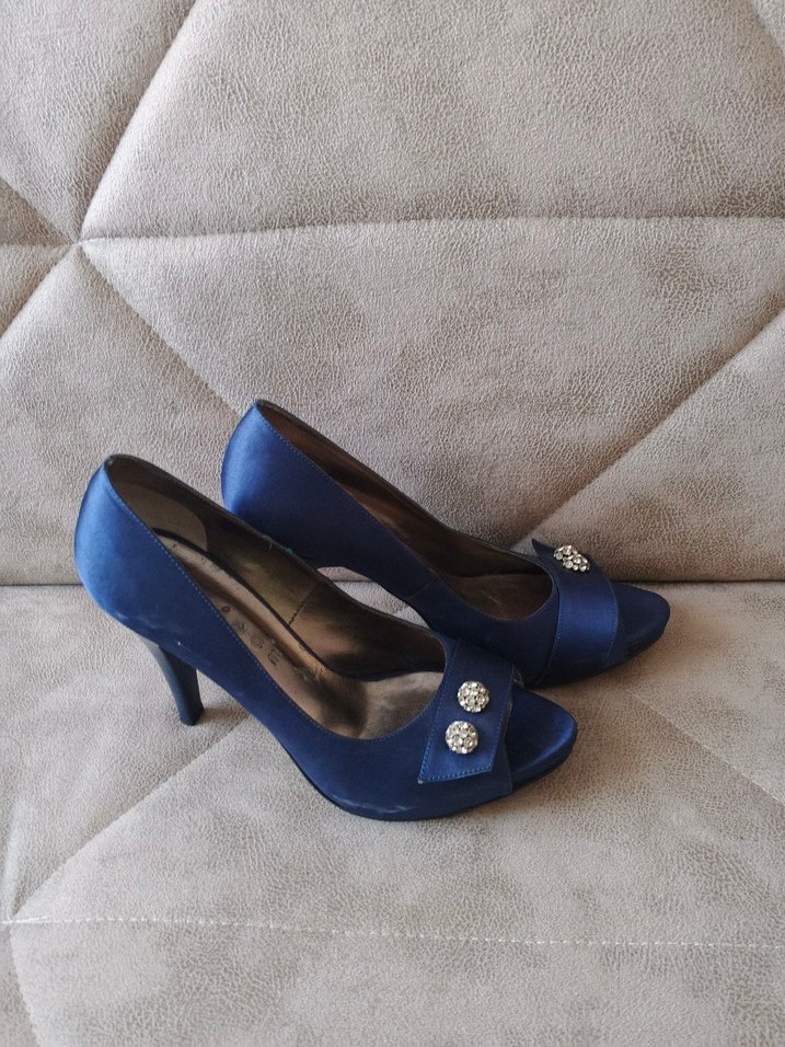 Mavi Tokalı Yüksek Topuklu Kadın Abiye Ayakkabı - Görsel 5