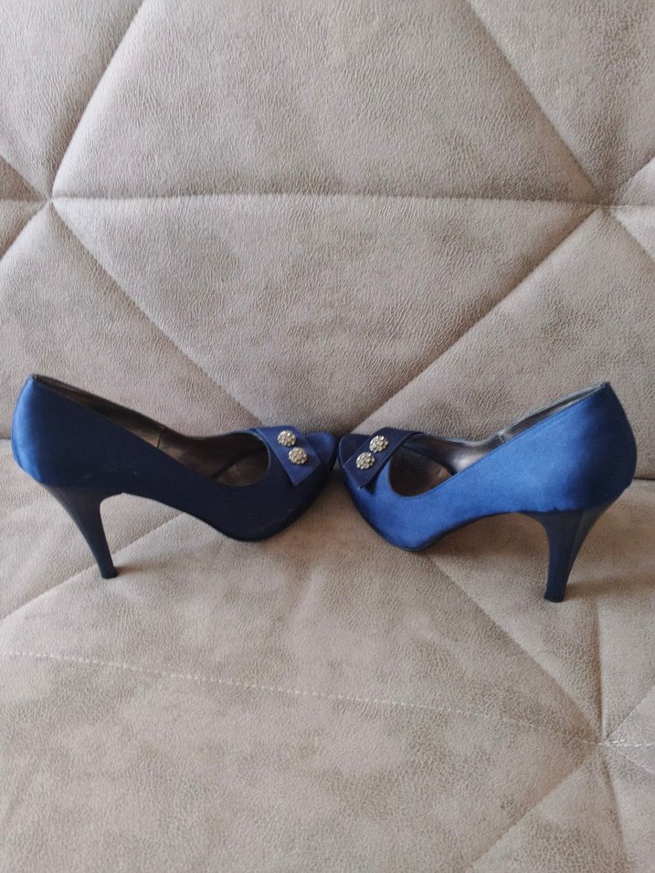 Mavi Tokalı Yüksek Topuklu Kadın Abiye Ayakkabı - Görsel 3