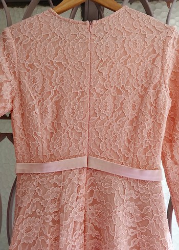 Uzun Kollu Dantel Detaylı Uzun Elbise - Görsel 5