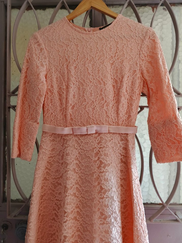 Uzun Kollu Dantel Detaylı Uzun Elbise - Görsel 4