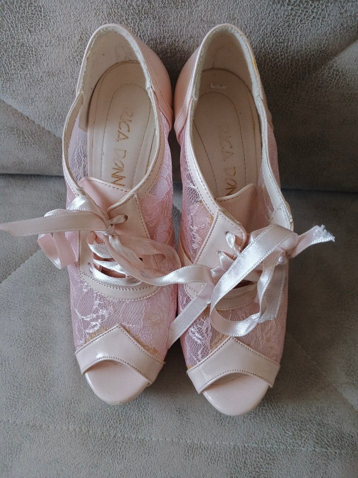 Dantel Detaylı Pembe Dolgu Topuklu Abiye Ayakkabı - Görsel 4