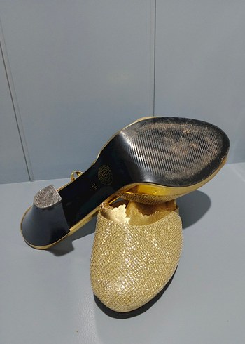 Altın Renkli  Kadın Topuklu Ayakkabı - Görsel 3