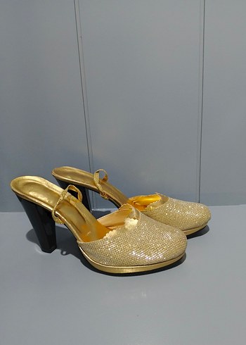 Altın Renkli  Kadın Topuklu Ayakkabı - Görsel 8