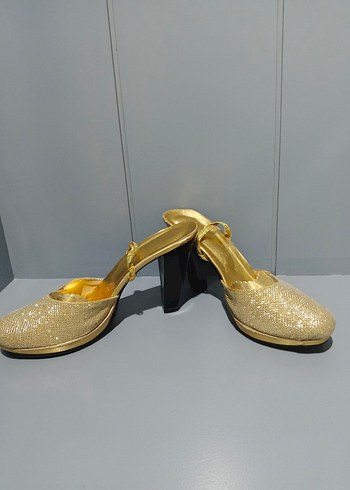 Altın Renkli  Kadın Topuklu Ayakkabı - Görsel 6