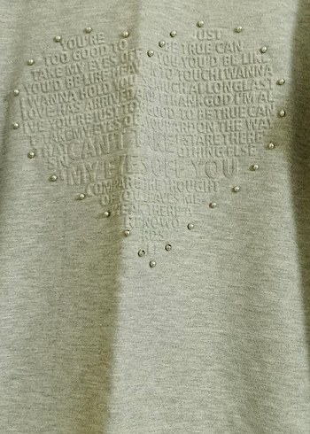 38 Beden gri Renk Gri Örgü Kadın Sweatshirt, Bisiklet Yaka, Rahat Kesim