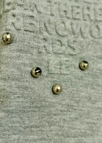 Gri Örgü Kadın Sweatshirt, Bisiklet Yaka, Rahat Kesim - Görsel 6