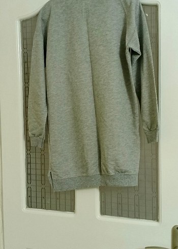 Gri Örgü Kadın Sweatshirt, Bisiklet Yaka, Rahat Kesim - Görsel 7