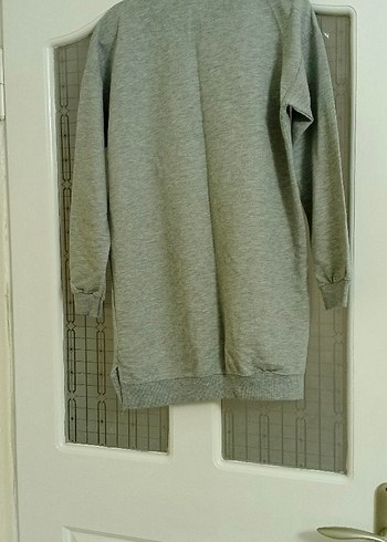 Gri Örgü Kadın Sweatshirt, Bisiklet Yaka, Rahat Kesim - Görsel 8