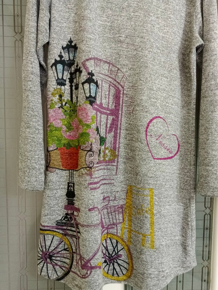 Kadın Gri Desenli Uzun Triko Tunik - Görsel 4