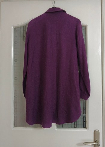 Mor Düğmeli Uzun Kollu  Kadın Gömlek - Görsel 11