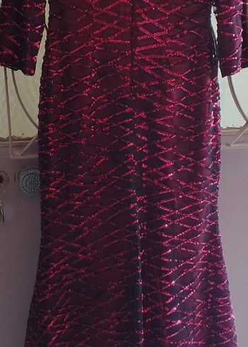 Bordo Uzun Abiye Elbise - Görsel 2