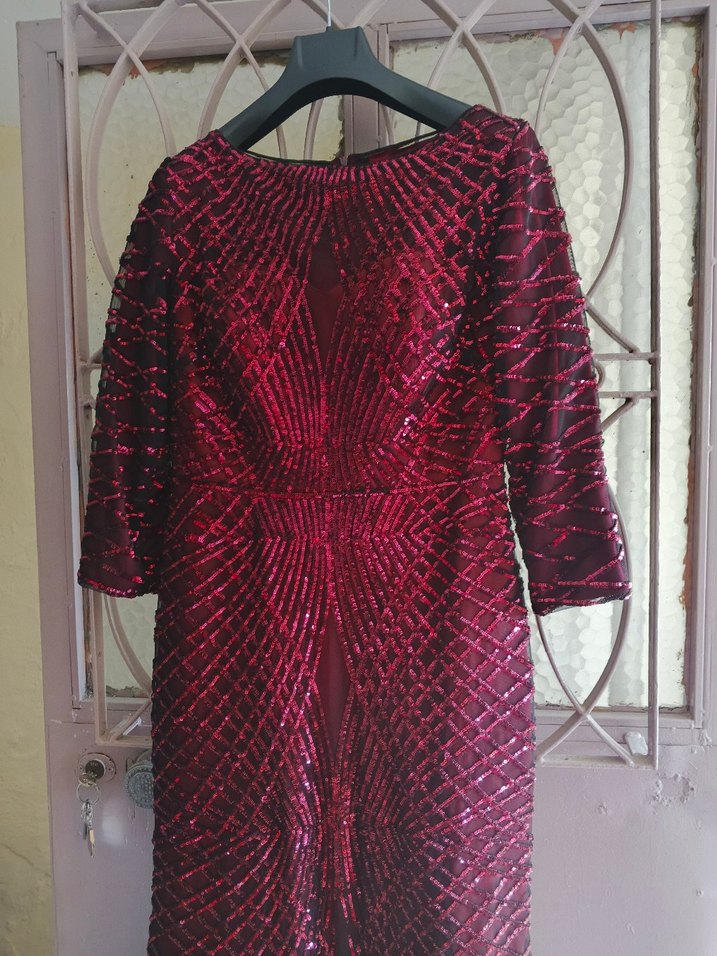 Bordo Uzun Abiye Elbise - Görsel 4