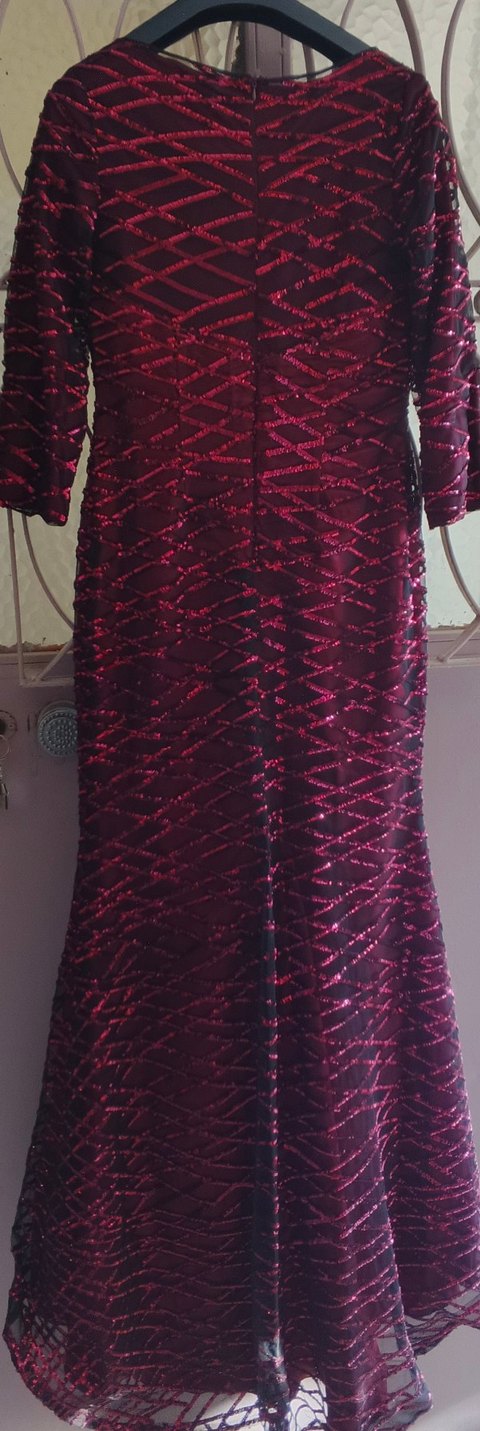 Bordo Uzun Abiye Elbise - Görsel 2