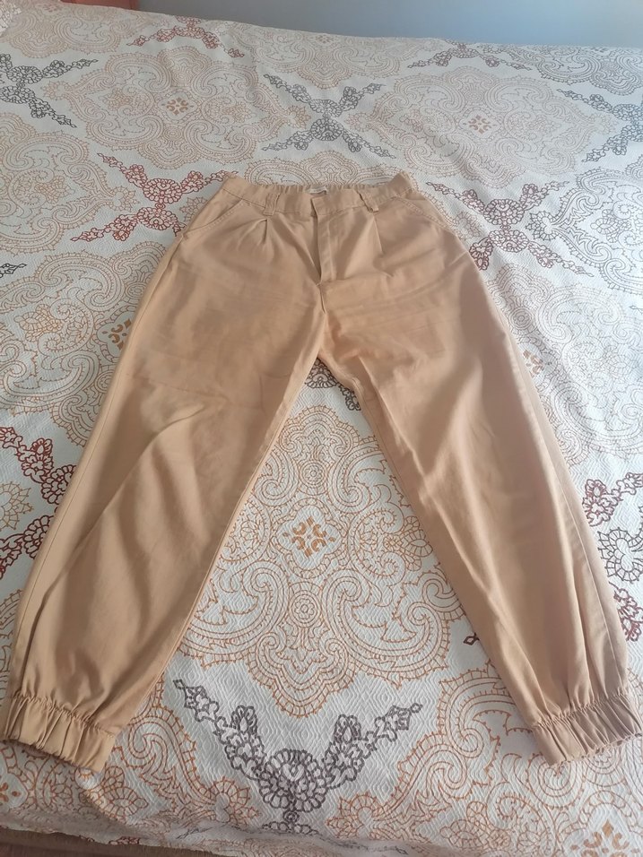 Bej Kadın koton Rahat Kesim Pantolon - Görsel 2