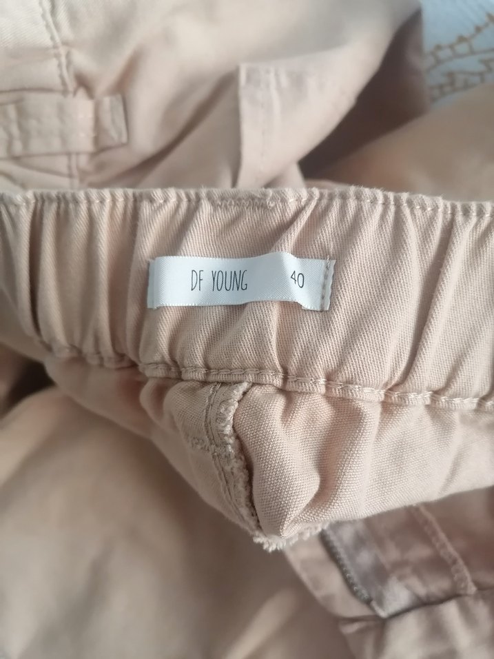 Bej Kadın koton Rahat Kesim Pantolon - Görsel 4