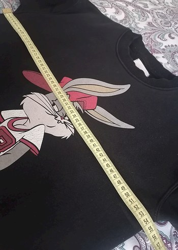 Bugs Bunny Baskılı siyah Kadın Sweatshirt - Görsel 7