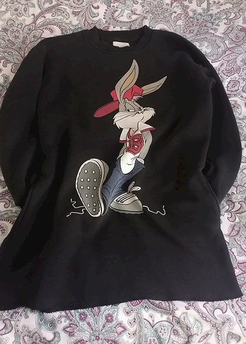 Bugs Bunny Baskılı siyah Kadın Sweatshirt - Görsel 2