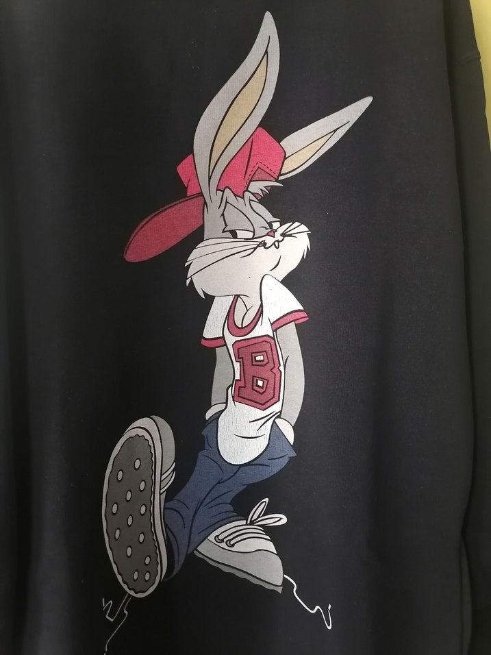 Bugs Bunny Baskılı siyah Kadın Sweatshirt - Görsel 3