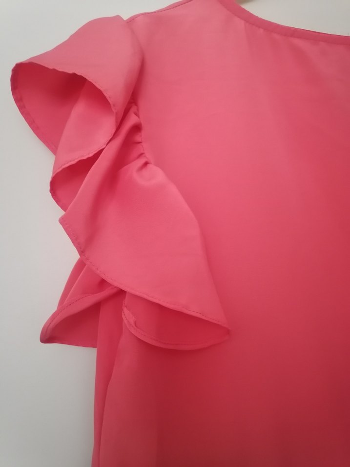 Pembe Volanlı Salaş Kadın Elbise - Görsel 2