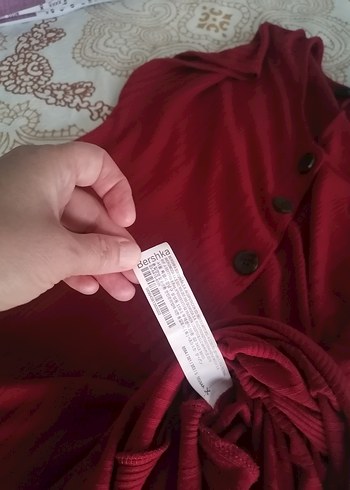 Bordo V Yaka Düğmeli Uzun Kadın Tulum - Görsel 6