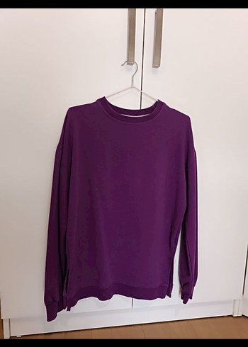 Mor Kadın Sweatshirt, Bisiklet Yaka, Rahat Kesim