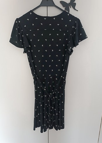 Siyah kelebek desenli elbise - Görsel 4