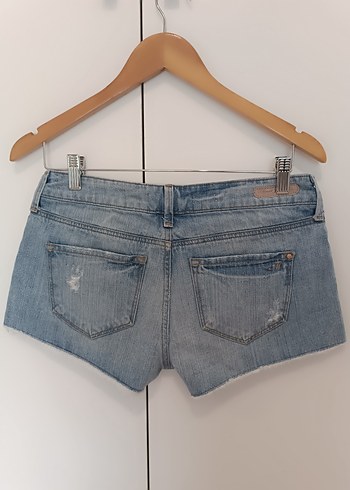 Düğmeli Loose Fit Mini Mavi Denim Şort - Görsel 2