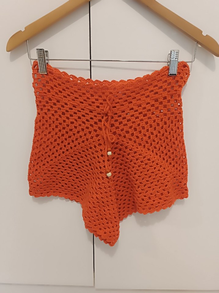 Örgü Bohem Mini Şort - Görsel 2