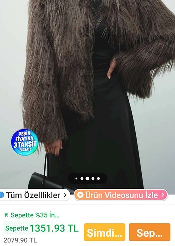 Siyah Tüylü Detaylı suni kürk - Görsel 2