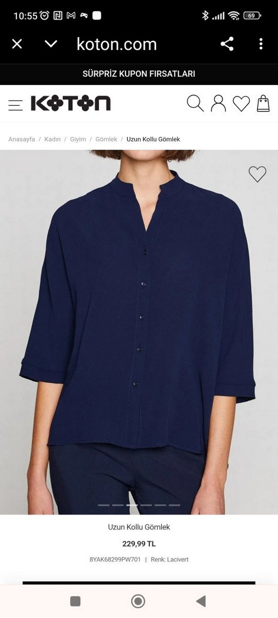 Lacivert Hakim Yaka Kısa Kollu Kadın Gömlek - Görsel 2