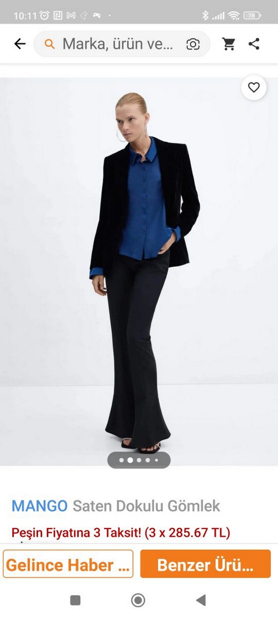 Lacivert V Yakalı Düğmeli Kadın Gömlek - Görsel 2