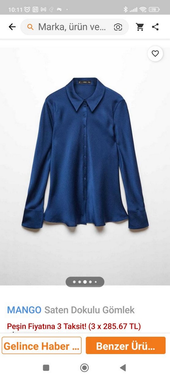 Lacivert V Yakalı Düğmeli Kadın Gömlek - Görsel 3