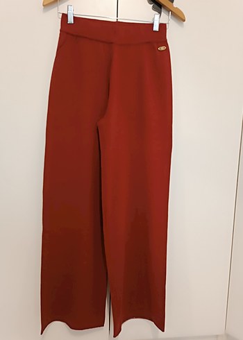 Bordo Salaş Bol Paça Kadın Pantolon - Görsel 3